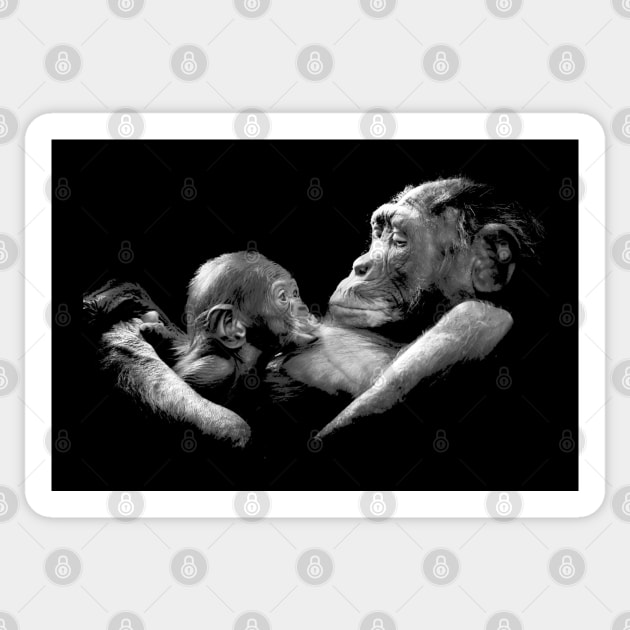 Mother with Child Gorilla Art Design Sticker by Webdango